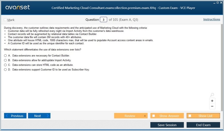 Certified Marketing Cloud Consultant Premium VCE Screenshot #1